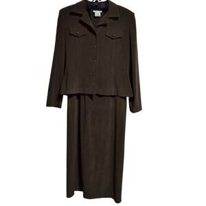 K Studio Vintage 2 Piece Dress & Jacket Set Green Size 8